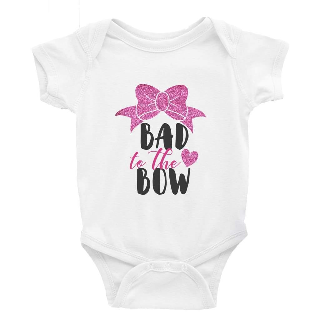 Bad to the Bow - Baby Bodysuit Baby onesie Unisex baby vest Baby shower gift baby clothing store Little Milk Monster Handmade