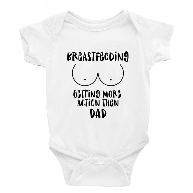 Breastfeeding getting more action than dad Little Milk Monster unisex onesie Funny baby bodysuit cheeky baby outfit new parent baby shower gift breastfeeding clothing