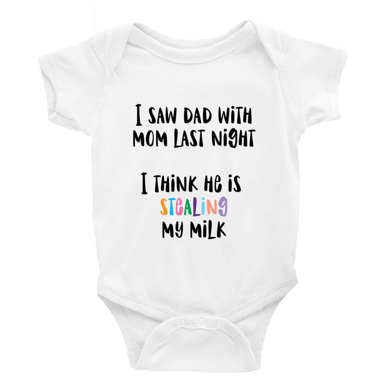 I think dad is stealing my milk Little Milk Monster unisex onesie Funny baby bodysuit cheeky baby outfit new parent baby shower gift breastfeeding clothing