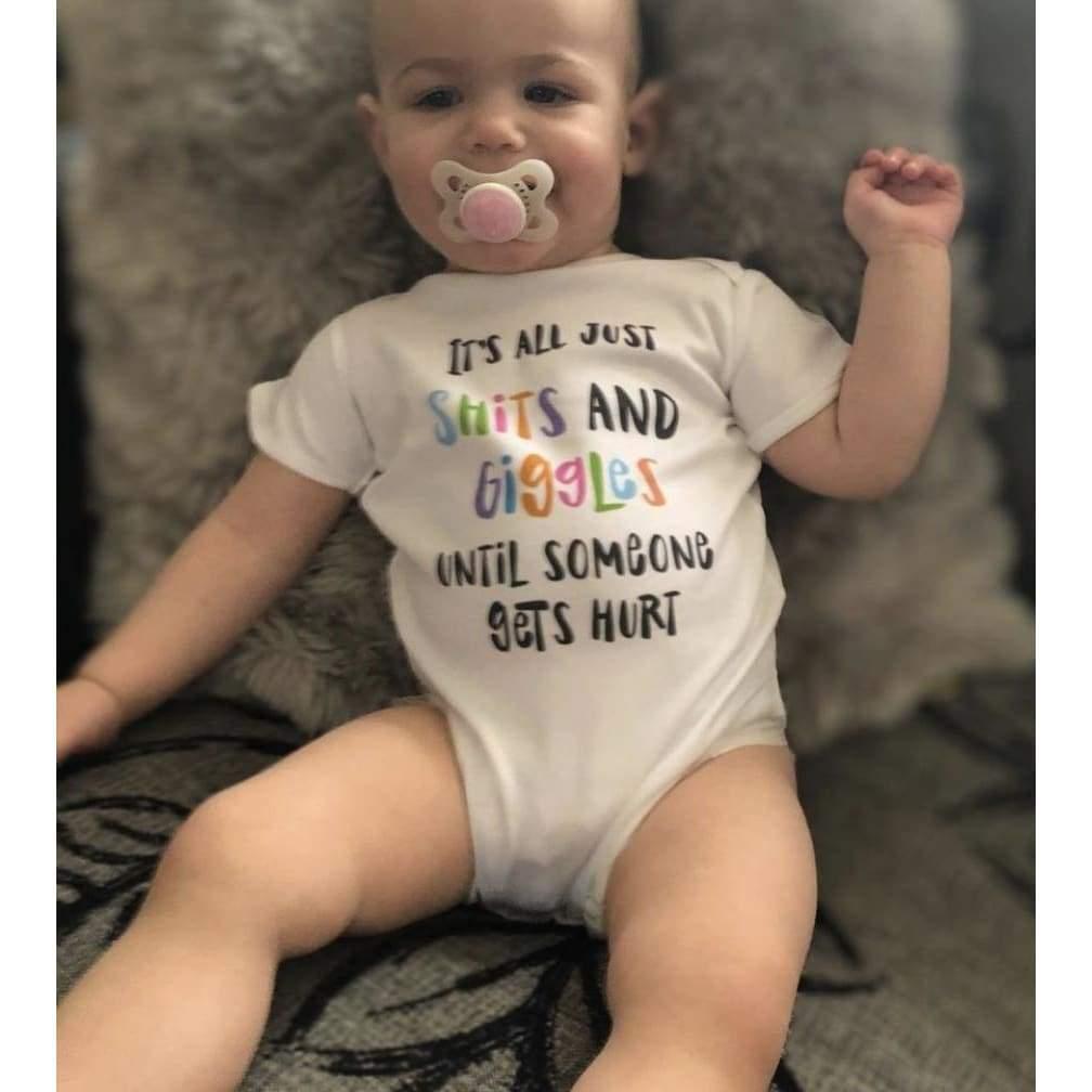 It's all just shits and giggles Little Milk Monster unisex onesie Funny baby bodysuit cheeky baby outfit new parent baby shower gift breastfeeding clothing