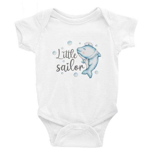 Little Sailor Dolphin - Baby Bodysuit Baby onesie Unisex baby vest Baby shower gift baby clothing store Little Milk Monster Handmade