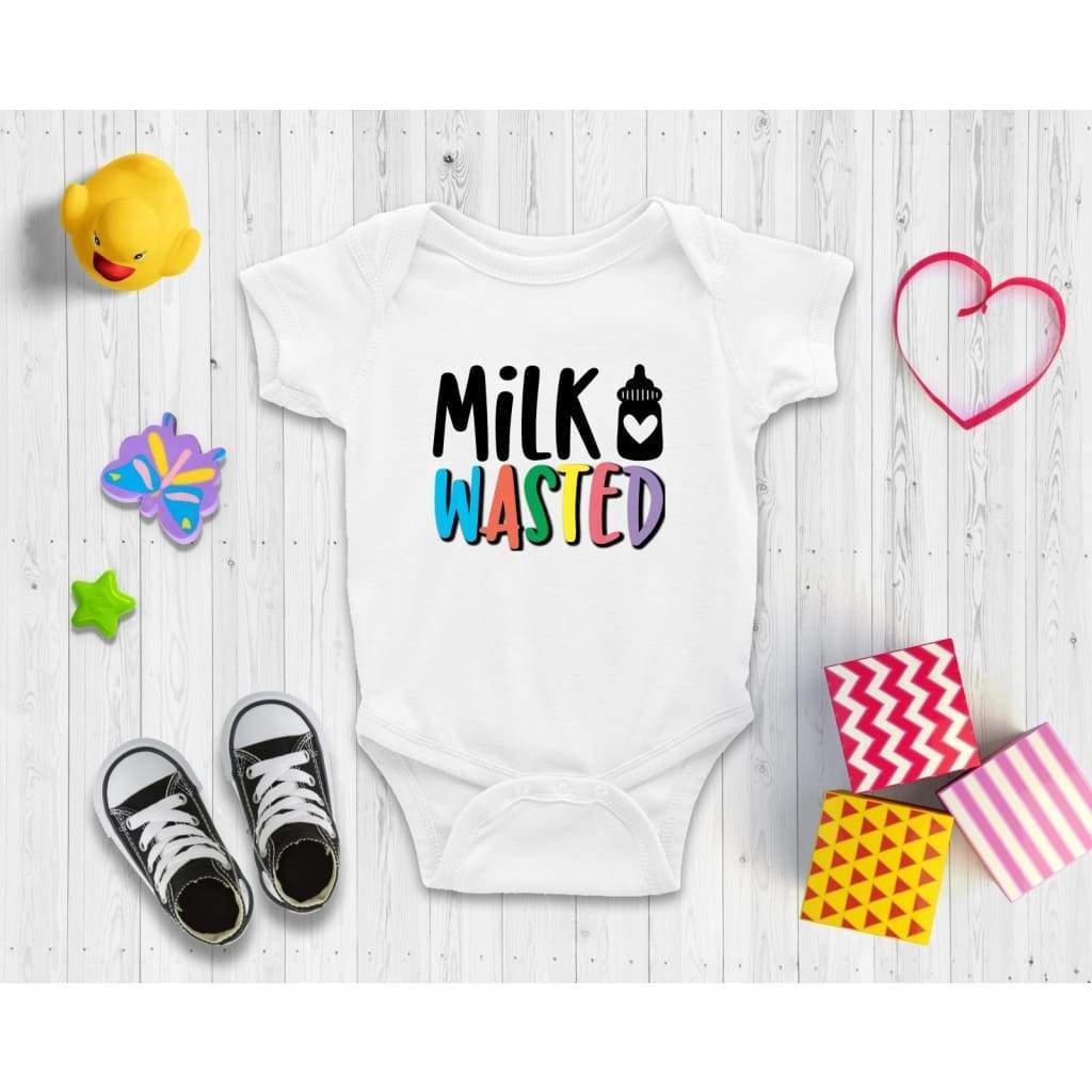 Milk Wasted Multiple Colour options - Little Milk Monster - Baby Bodysuit Little Milk Monster Cheeky by Design Baby bodysuit funny cheeky trending breastfeeding Baby shower gift