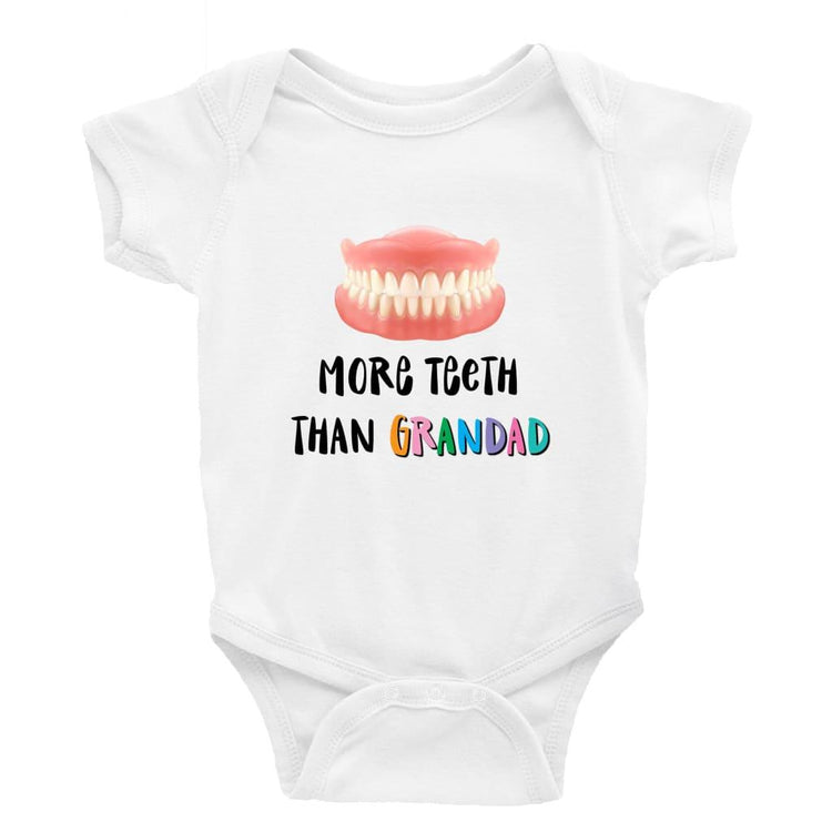 More teeth than grandad Multiple Colour options - 0-3 Month / Short Sleeve / Drop Shadow - Baby Bodysuit Baby onesie Unisex baby vest Baby 
