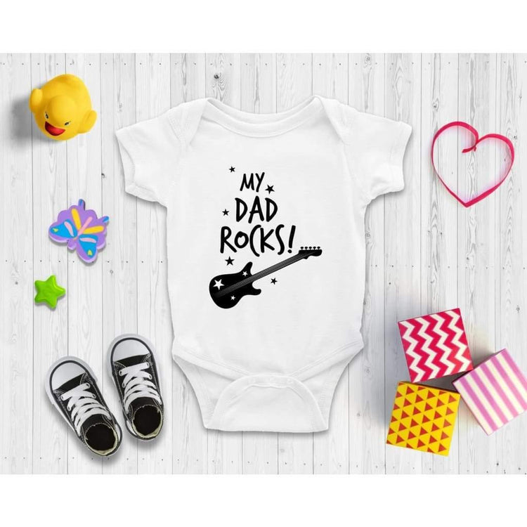 My Dad Rocks - Baby Bodysuit Baby onesie Unisex baby vest Baby shower gift baby clothing store Little Milk Monster Handmade