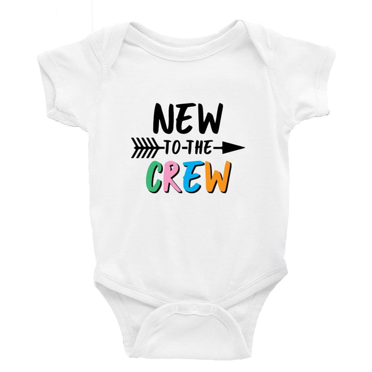 New to the crew Multiple Colour options - 0-3 Month / Short Sleeve / Drop Shadow - Baby Bodysuit Baby onesie Unisex baby vest Baby shower 