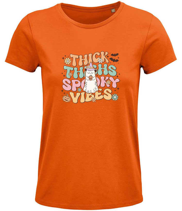 Thick thighs and spooky vibes Ladies T-shirt - Little Milk Monster United Kingdom England
