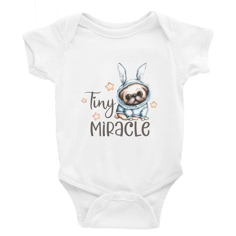 Tiny Miracle Pug - Baby Bodysuit Baby onesie Unisex baby vest Baby shower gift baby clothing store Little Milk Monster Handmade