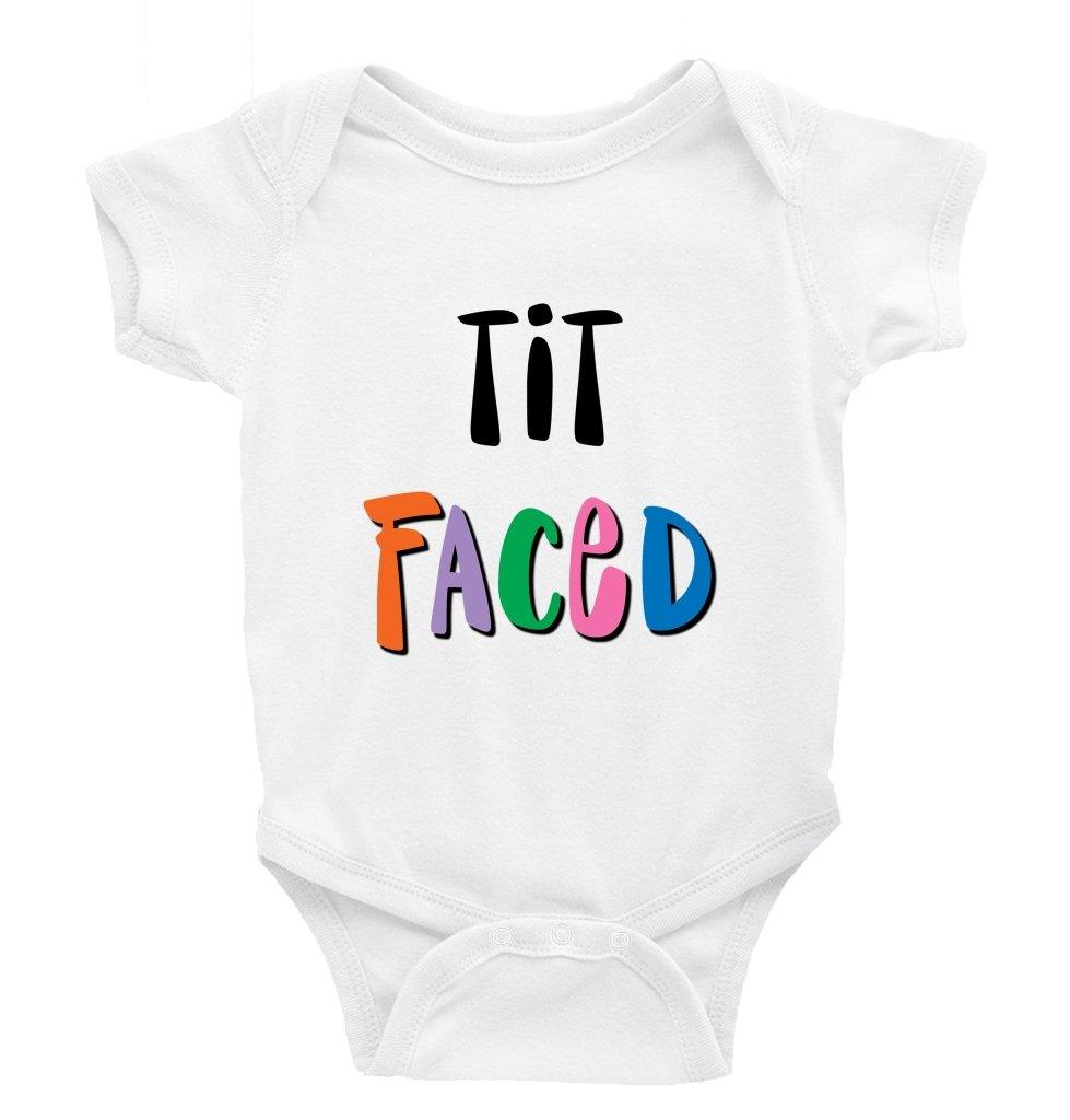 Tit Faced Multiple Colour options - 0-3 Month / Short Sleeve / Drop Shadow - Baby Bodysuit Baby onesie Unisex baby vest Baby shower gift 