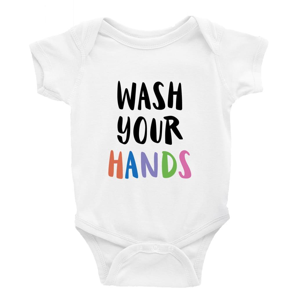 Wash Your hands Multiple Colour options - 0-3 Month / Short Sleeve / Multi Colour - Baby Bodysuit Baby onesie Unisex baby vest Baby shower 