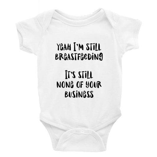 Yeah I’m still breastfeeding Multiple Colour options - 0-3 Month / Short Sleeve / Plain Black - Baby Bodysuit Baby onesie Unisex baby vest 